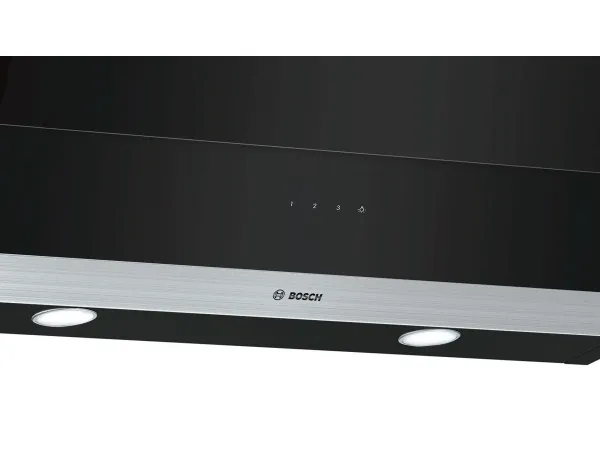 Bosch Serie | 2 DWK095G60 - Hætte - skorsten vinklet - bredde: 89.6 cm - dybde: 38.6 cm - udtrækning og recirkulation (-) - rustfrit stål/sort