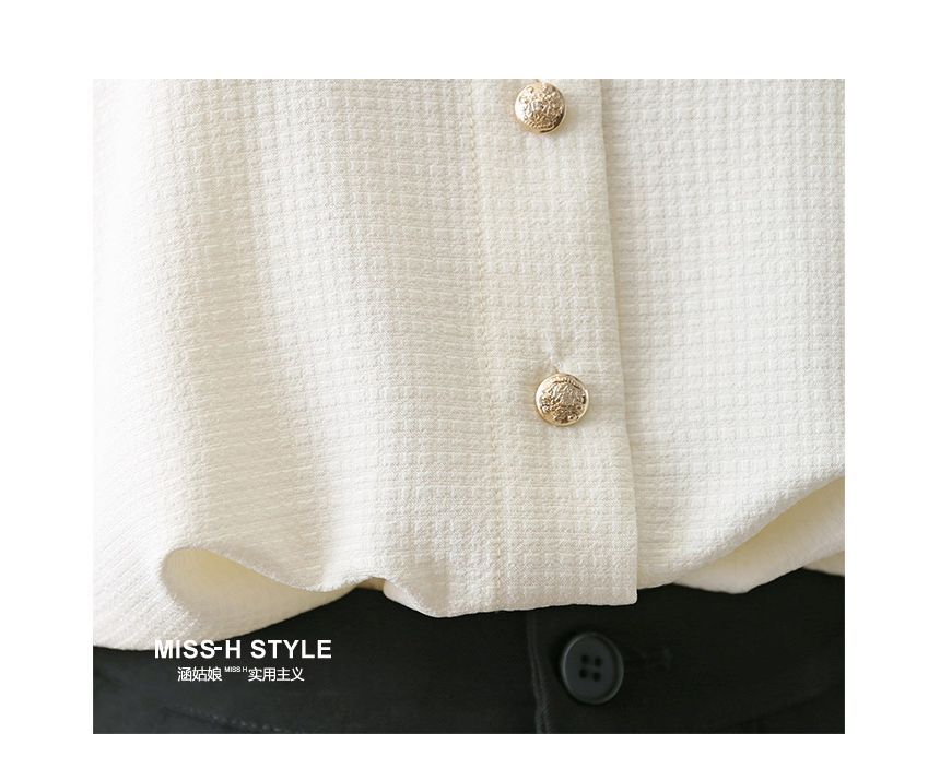 Cossita - Blouse met pofmouwen en kanten kraag