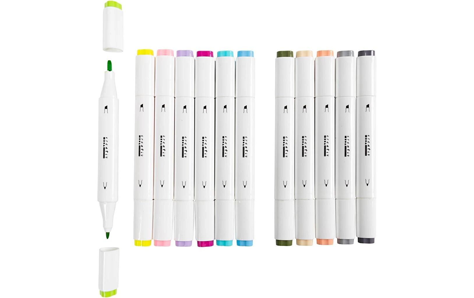 Kalligraphiemarker 1+ 8 mm, 12 Stück, Pastellfarben2-in-1-Zeichenmarker