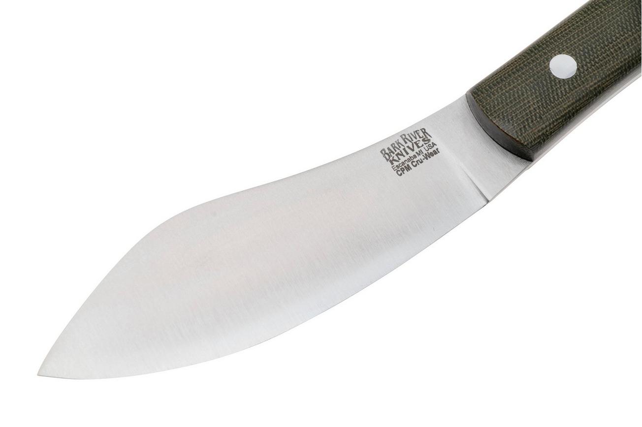 Bark River Nessmuk BR-09-141-GCM, Satin CPM Cru-Wear, Green Canvas Micarta vaststaand mes