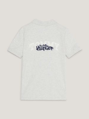 Camisa polo regular com estampa de grafite nas costas