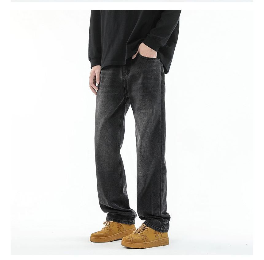FOEV - Mid Rise Washed Loose Fit Jeans