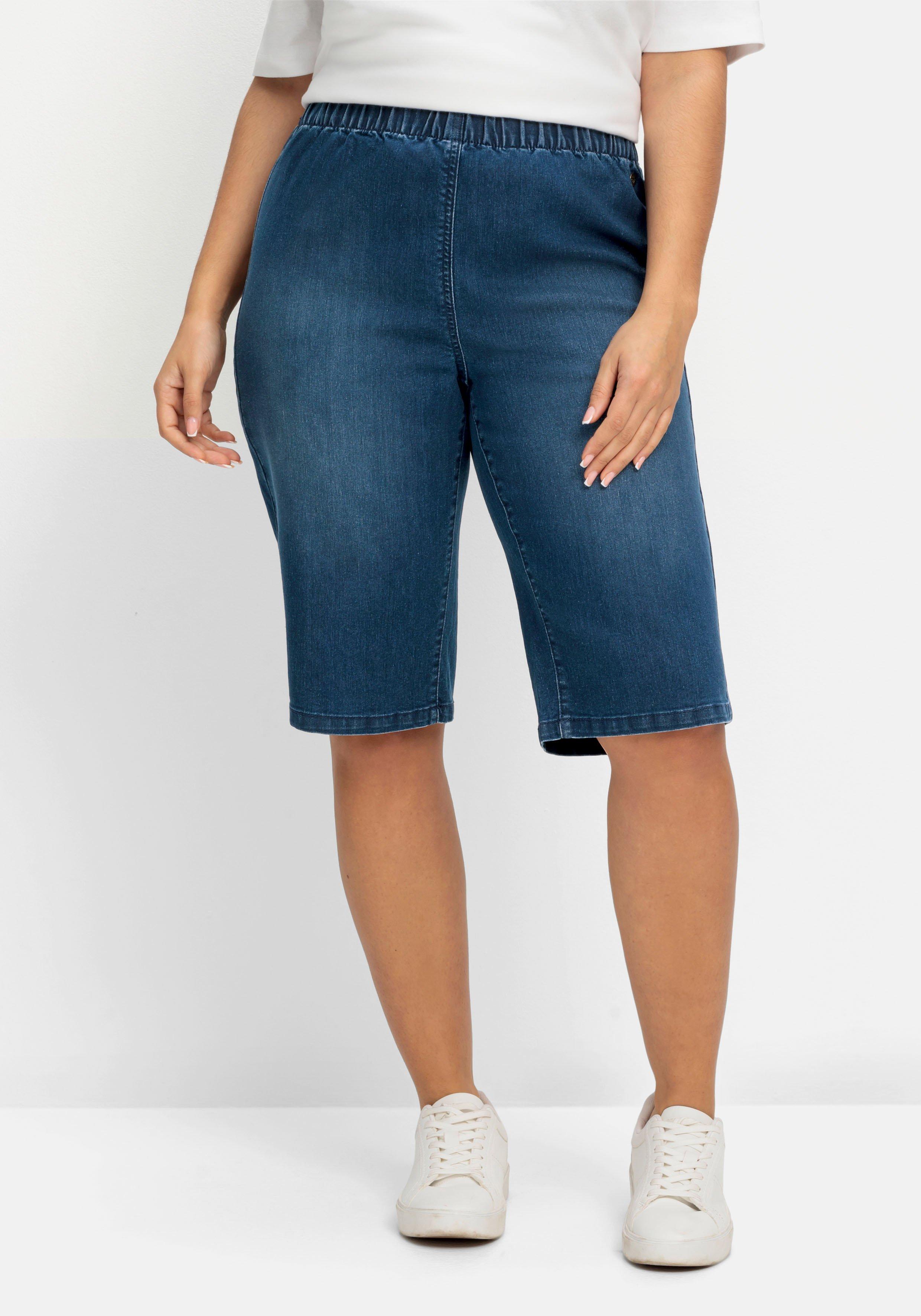 Doppelpack Jeans-Bermudas, mit Gummibund