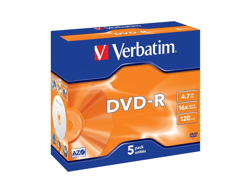 Verbatim DVD-R 4.7 GB, Jewelcase (5 Stück) 5er Pack DVD-Rohlinge