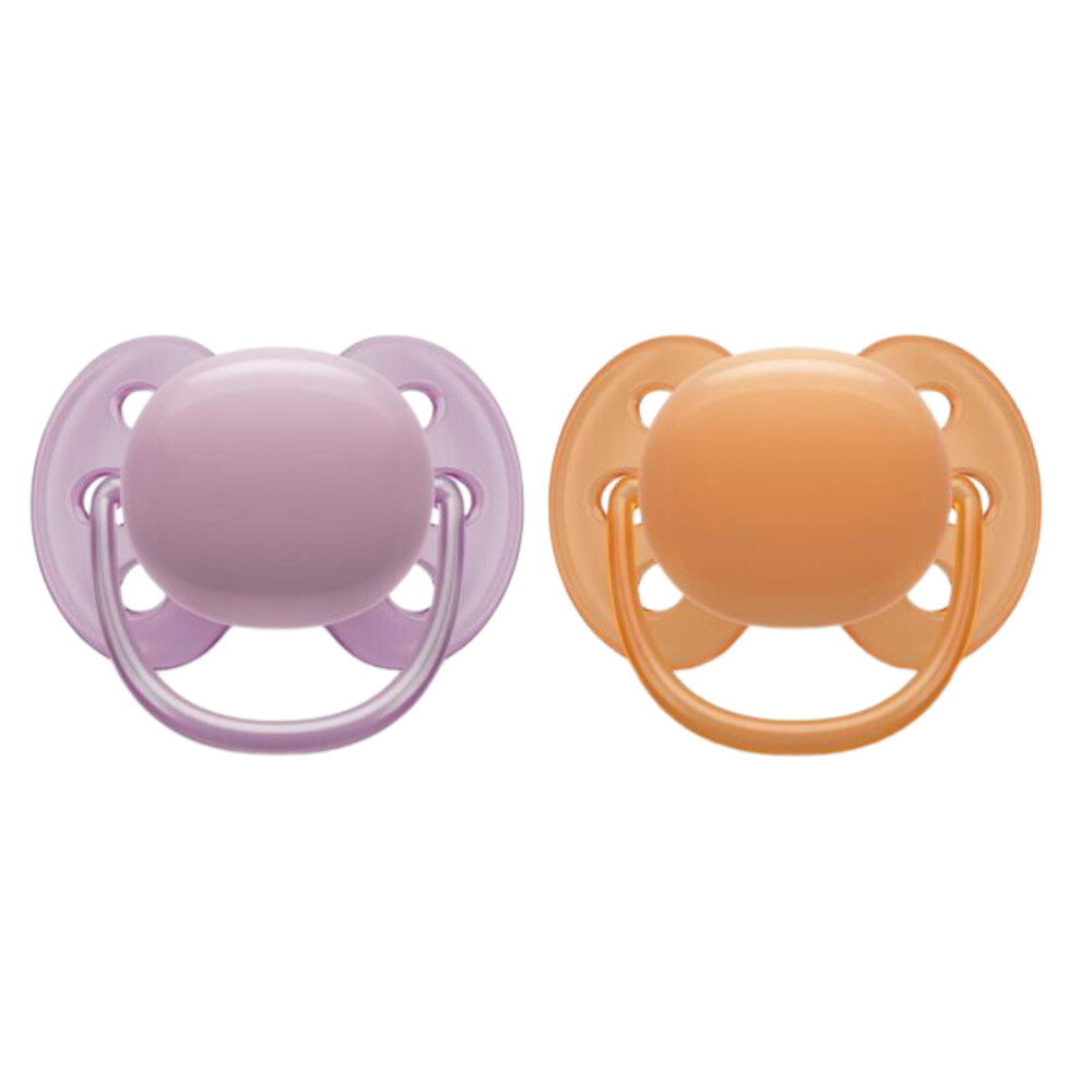 Philips Avent Fopspeen Ultra Soft 6-18 mnd Paars Oranje2 stuks