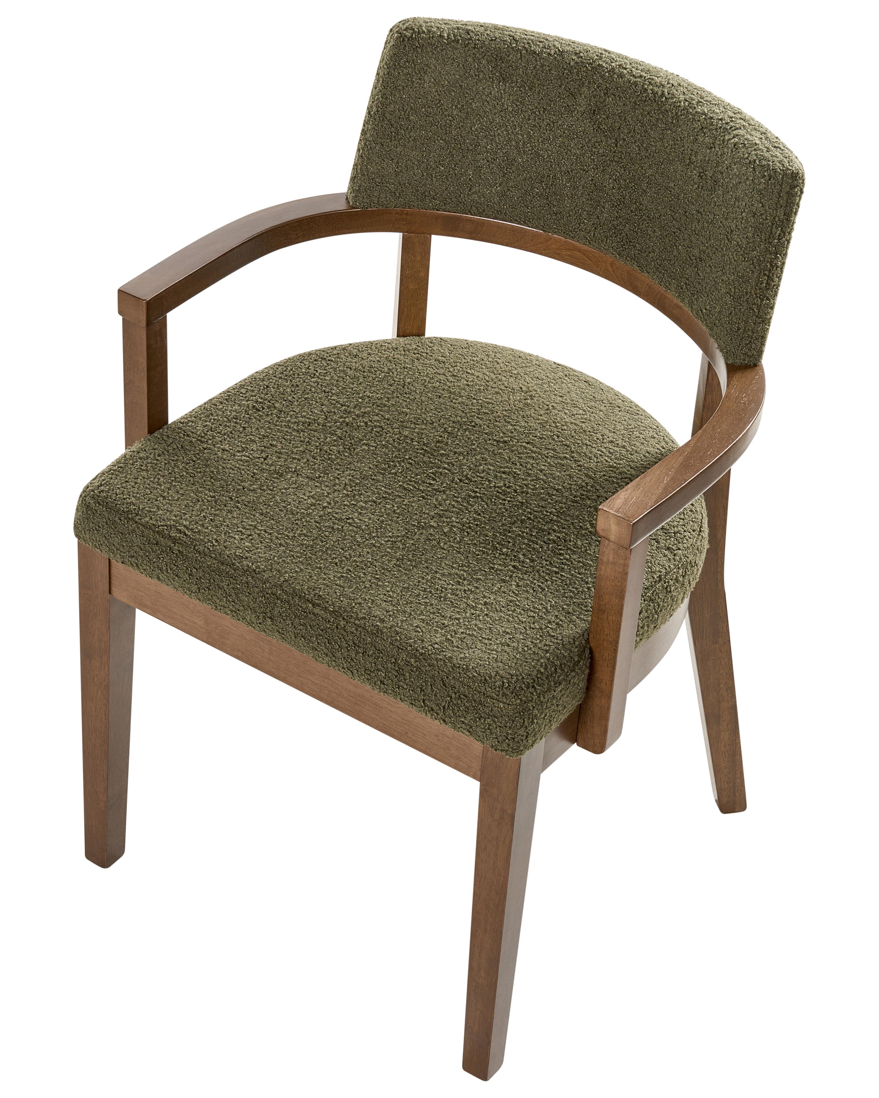 Set van 2 eetkamerstoelen DALBO Bouclé Donkerbruin/groen