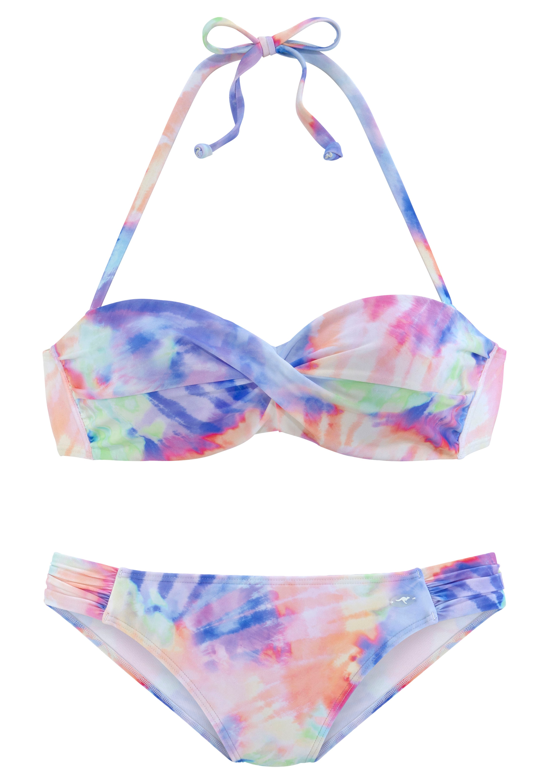 KangaROOS Bügel-Bandeau-Bikini , bedruckt, abnehmbare Träger, wattierte Cups