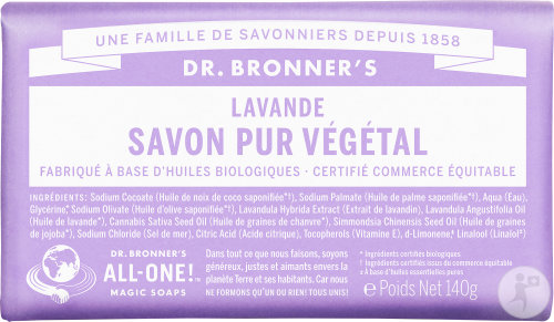 Dr Bronner's Pain De Savon Lavande Visage Et Corps Toutes Peaux 140g