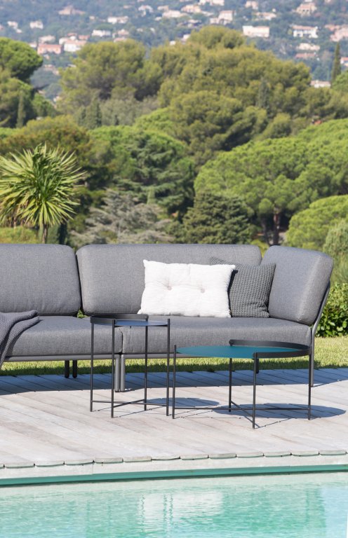 Houe Level linker hoek 2-zits loungebank frame donkergrijs stof char heritage