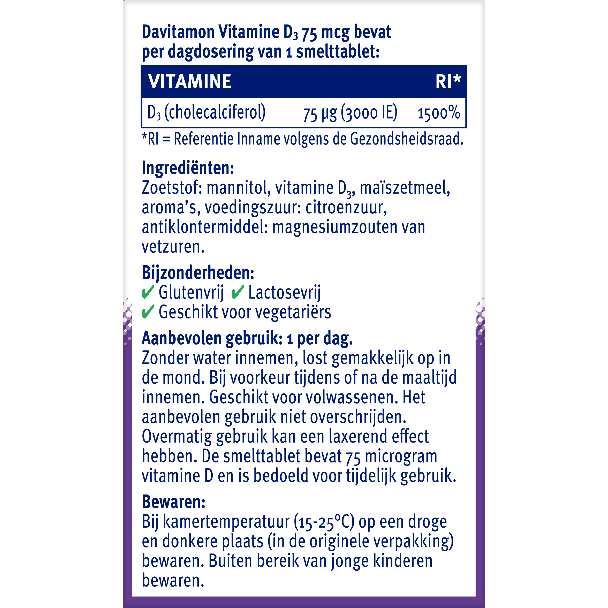 Davitamon Vitamine D3 75Mcg (75 tabletten)