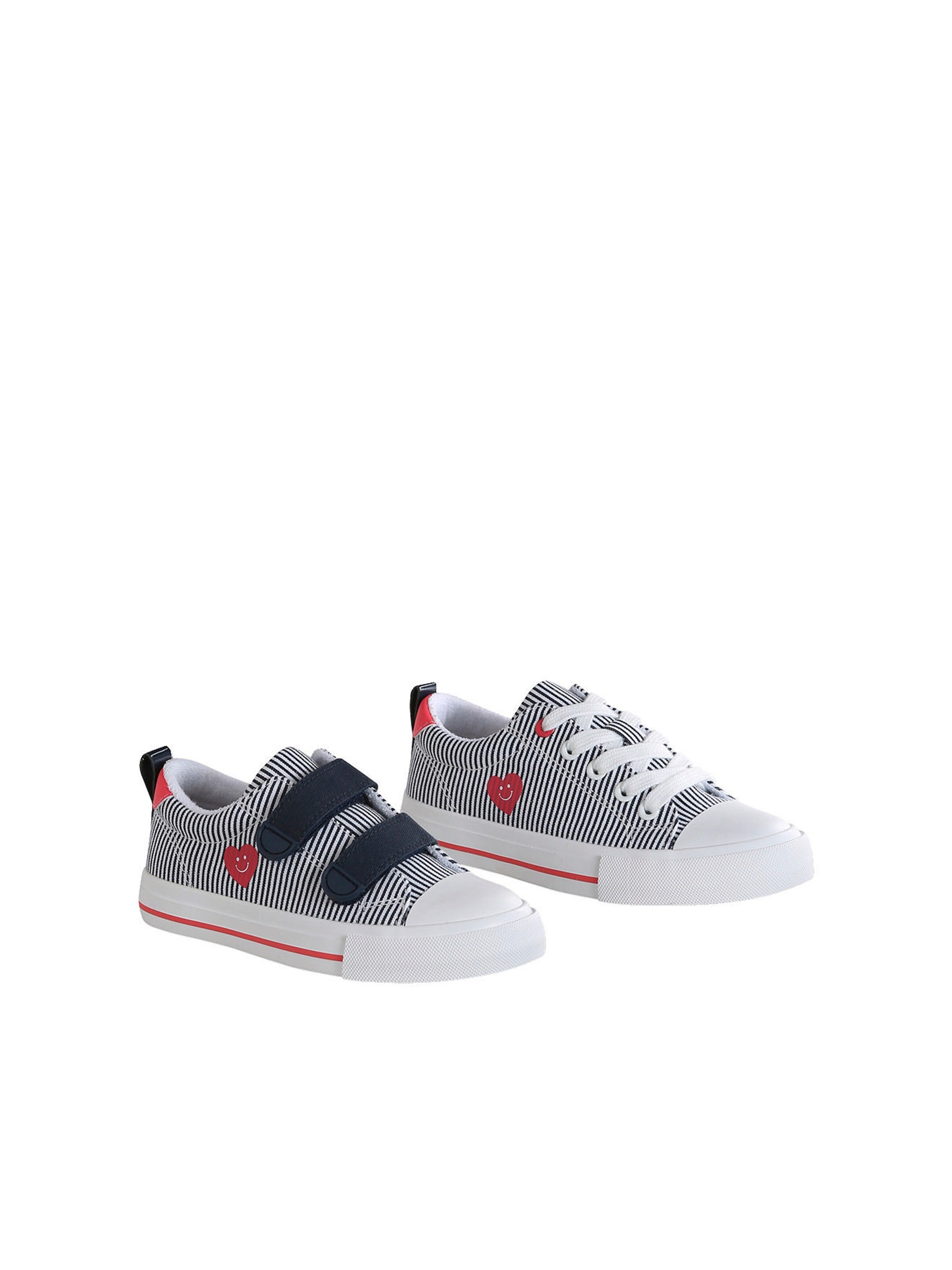 Vertbaudet Gestreifte Kinder Klett-Sneakers mit Anziehtrick blau gestreift