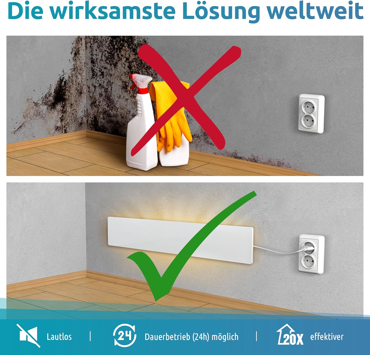 ELIAS Schimmel Dry - Schimmelentferner Wand & Bad -ohne Chemie für immer Schimmelfrei - Die Alternative zum Schimmelspray und zur Schimmelfarbe innen Weiß (2, 1 stück (2er Pack))