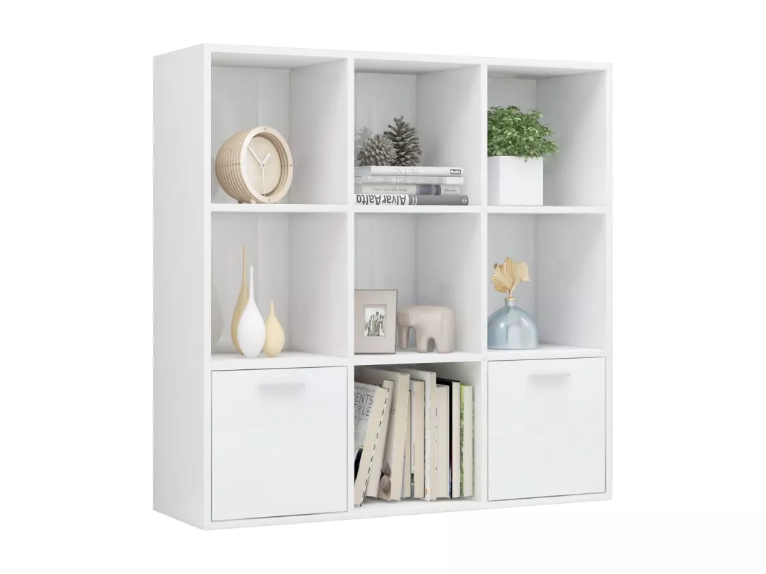 Bibliothèque Blanc brillant 98x30x98 cm Aggloméré