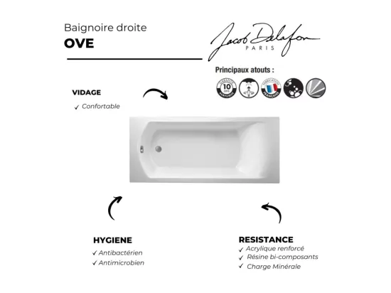 Baignoire droite 170 X 70 JACOB DELAFON Ove