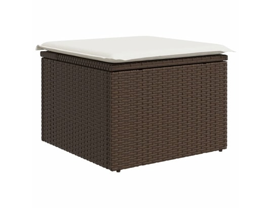 VIDAXL - Pouf Tabouret de jardin avec coussin brun 55x55x37 cm résine tres...