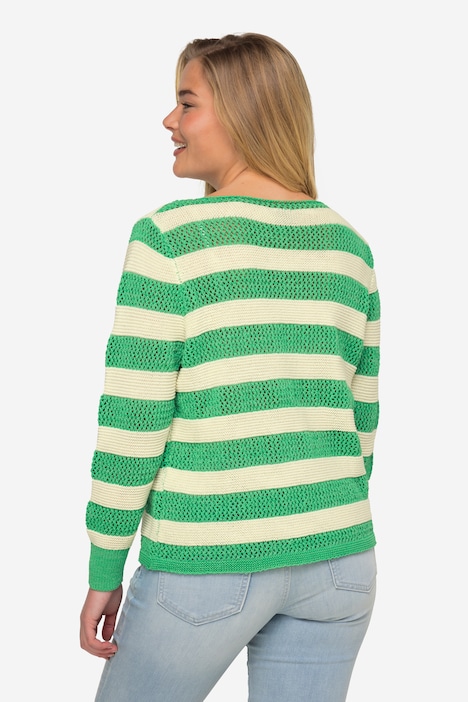 Pullover, Ringel, Strukturmix, Rundhals, Langarm