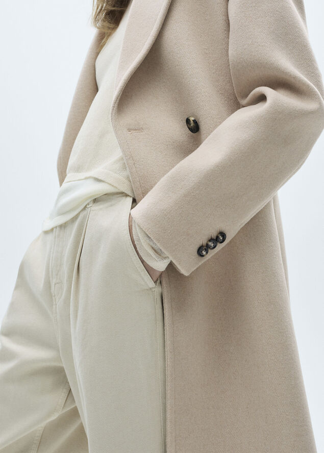 MANGO Double-breasted wool coat Lt pastel grey