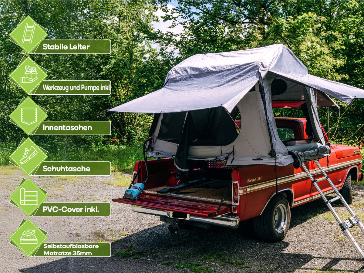 OutdoorU Sky 3 pers daktent incl. ladder & hoes - Green