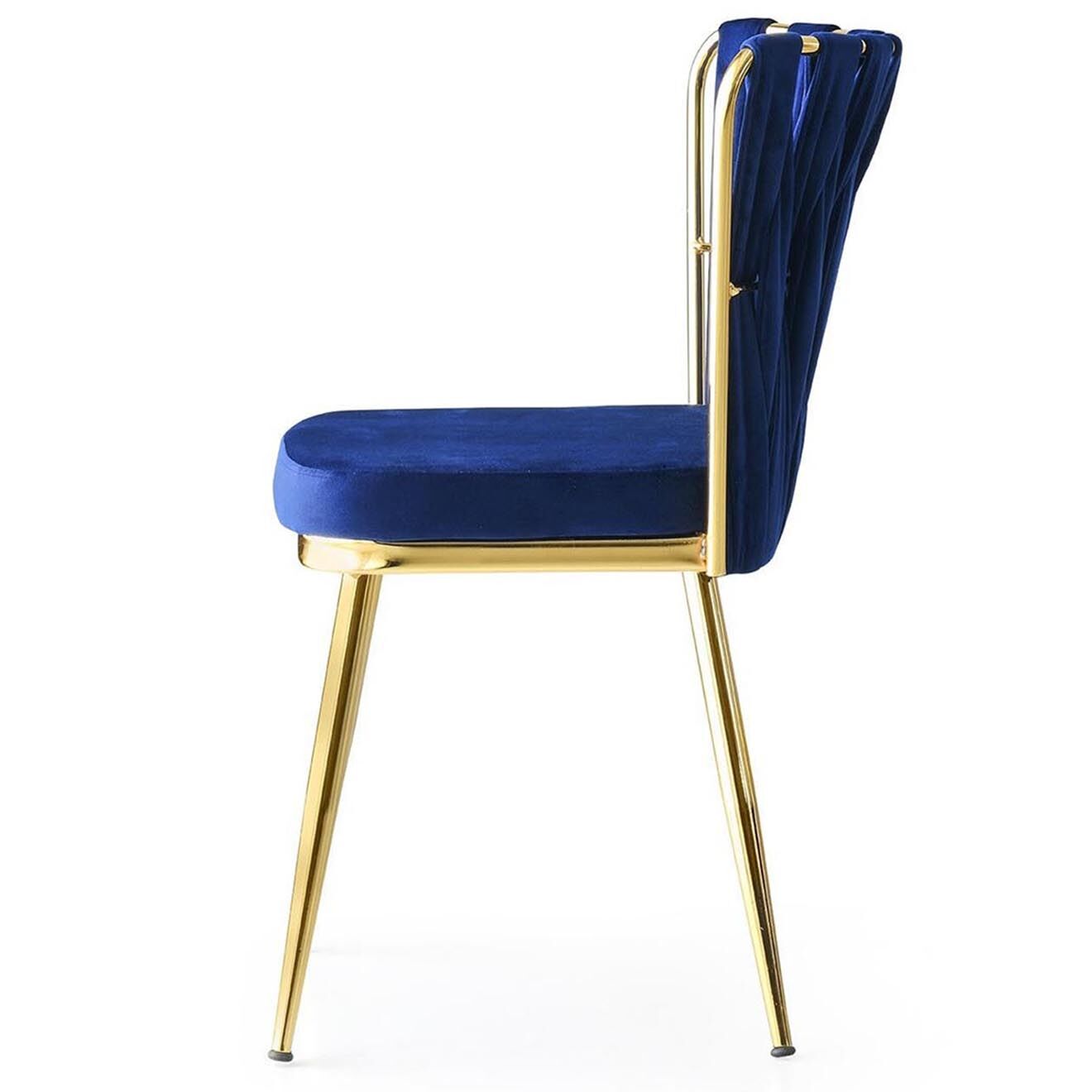 Homitis 2 Chaises Kusakli doré/bleu marine - 43x82x43 cm