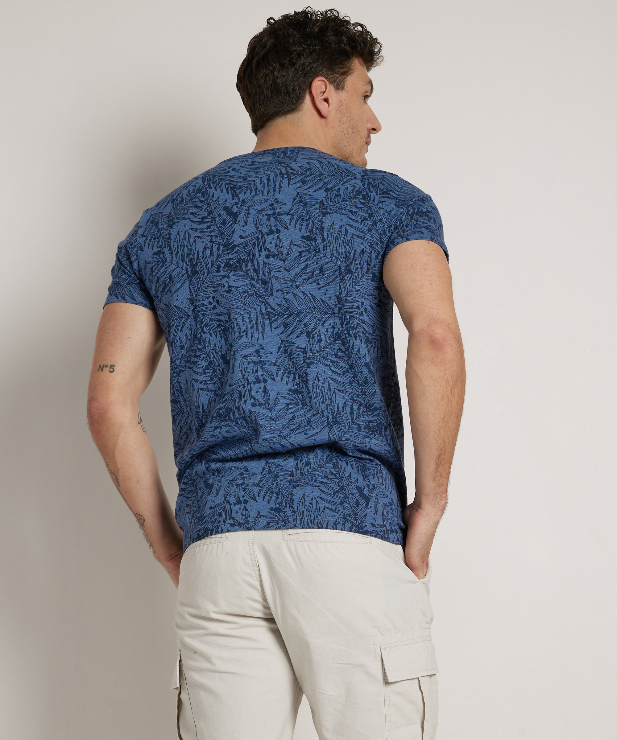 bladprint t-shirt met tekstprint