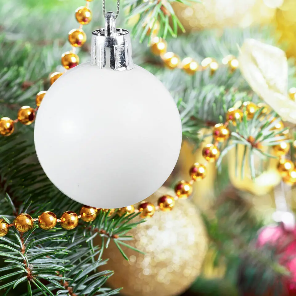Relaxdays kerstballen - 100x st - wit - 3, 4 en 6 cm -kunststof