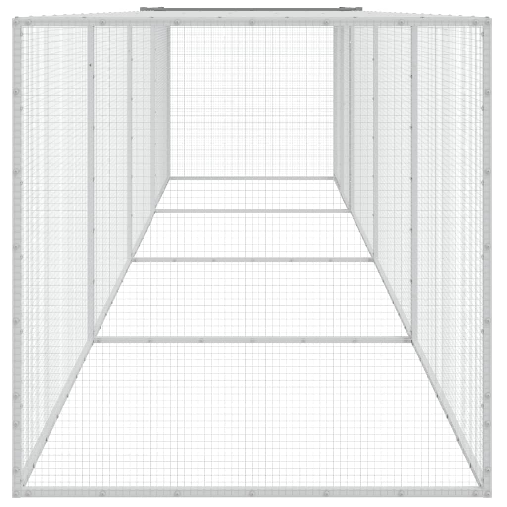 Poulailler avec toit gris clair 403x98x90 cm acier galvanisé