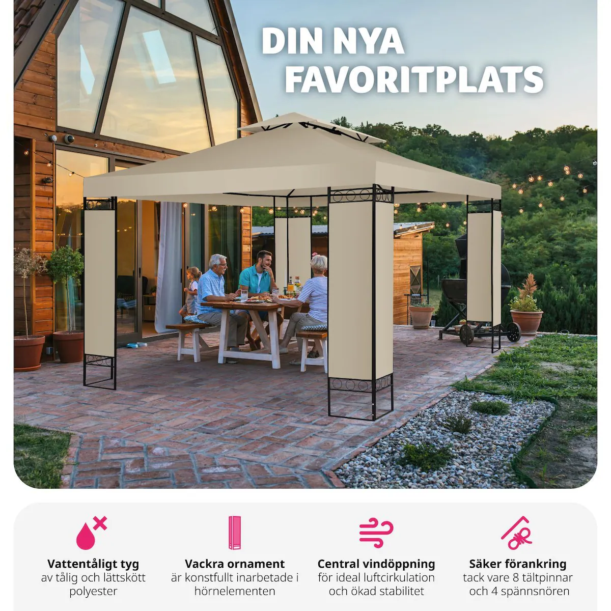 Paviljong luksus Leyla 3,9x2,9m - krem