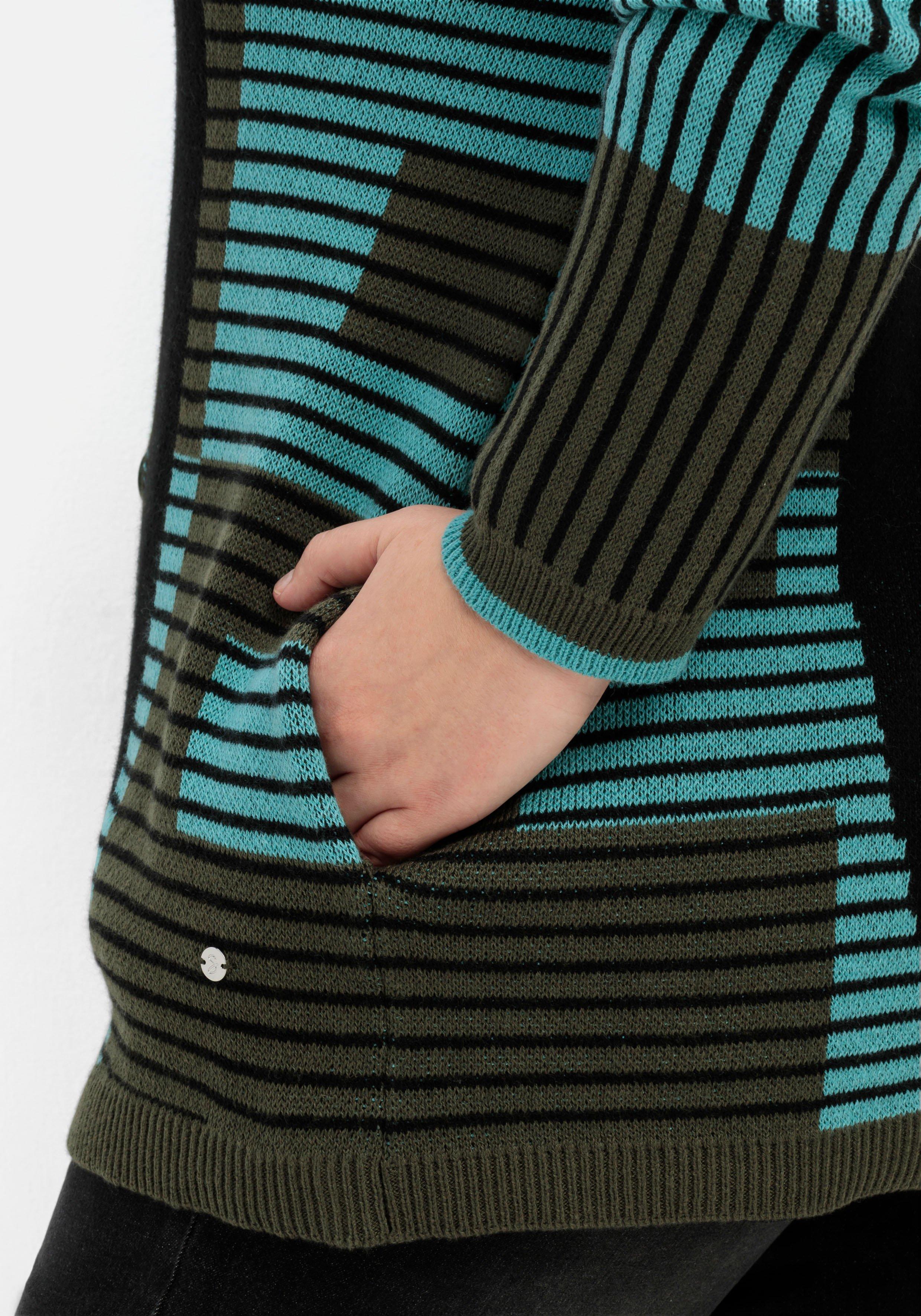 Strickjacke mit Jacquardmuster, Kaschmiranteil