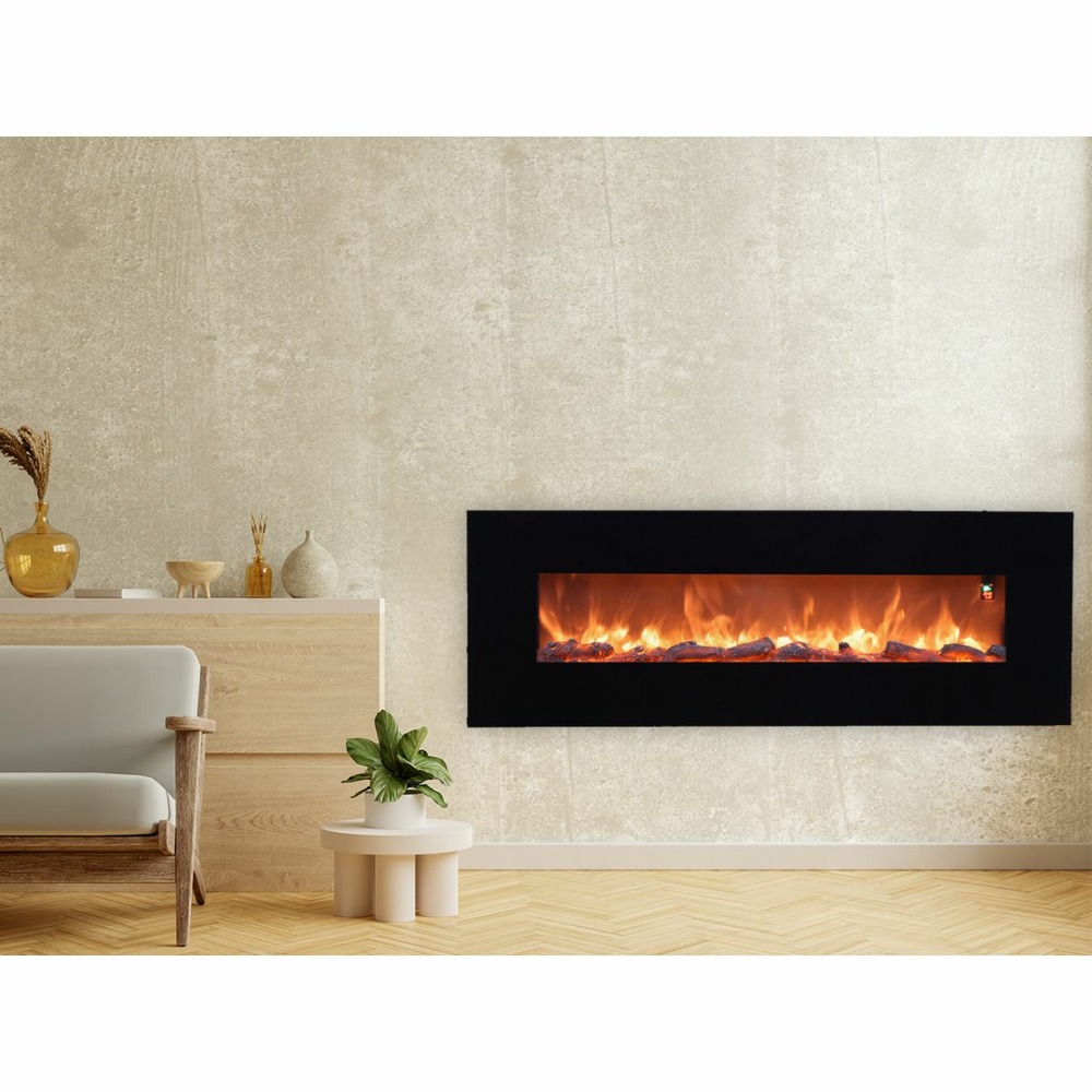 Cheminee electrique murale noire sined caminetto aprica