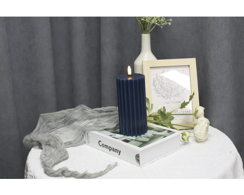 LED waxkaars Lafiora H 17,5 cm blauw incl. 3D vlam