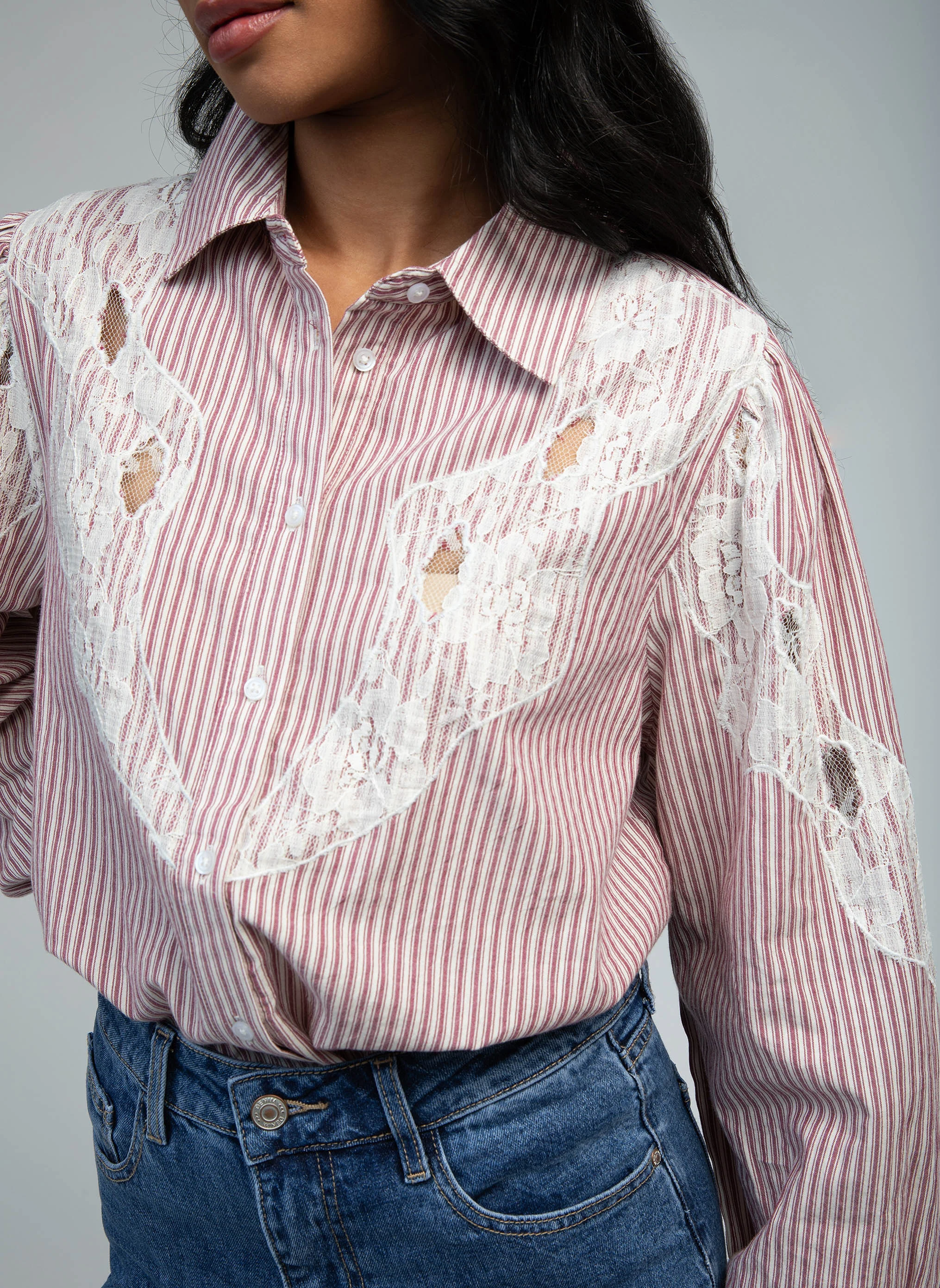 SAIDE - Chemise à dentelle en coton |