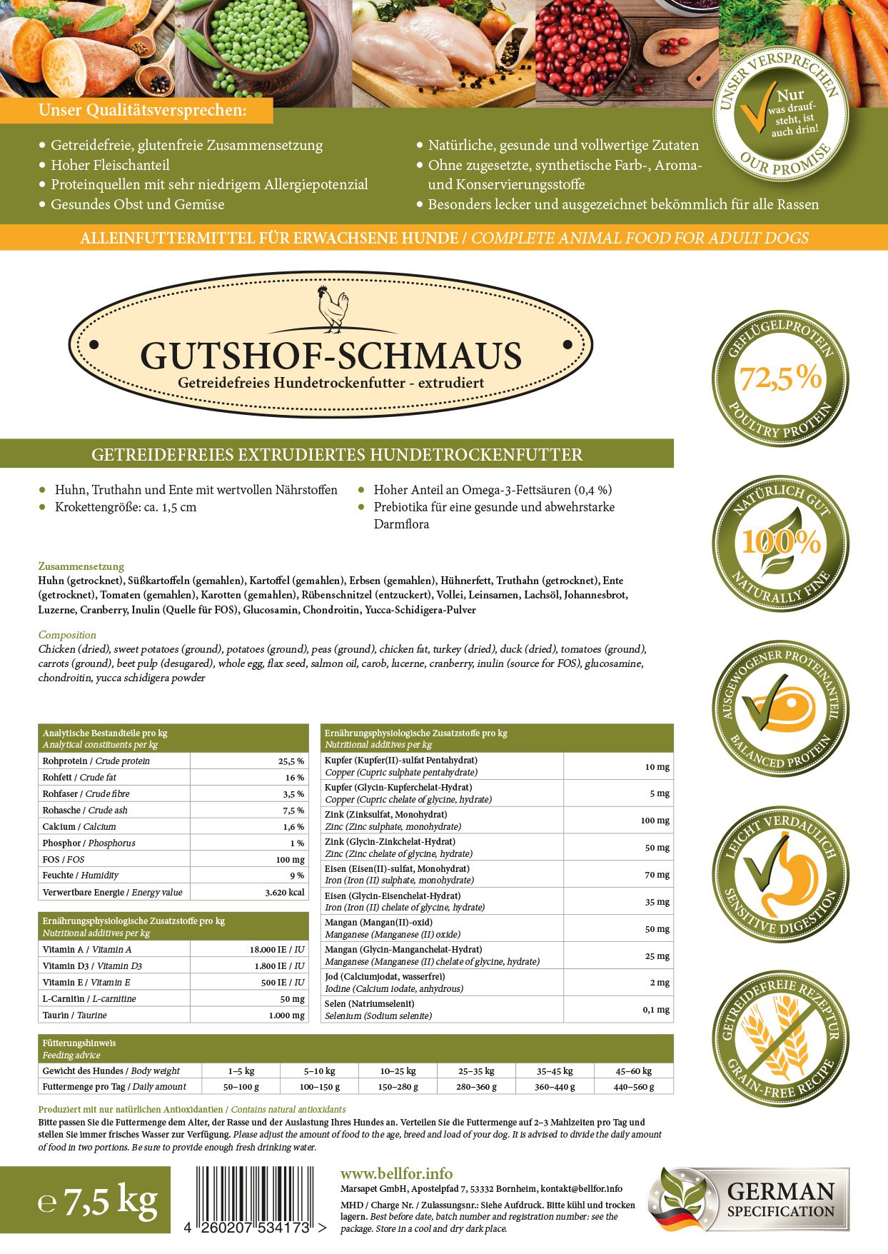 Bellfor Sparset Nr. 2 Hundeleckerlies - Gutshof + Landgut-Schmaus + Kaninchenohren