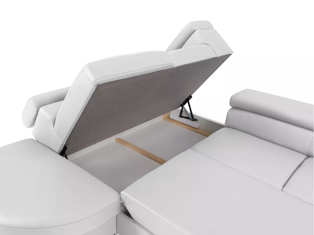 Canapé d'angle gauche convertible en simili blanc MYSEN II