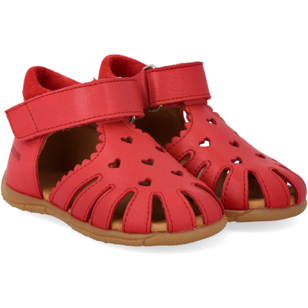 Køb Angulus Red/Red Den Første Sandal Med Udstanset Hjertemønster