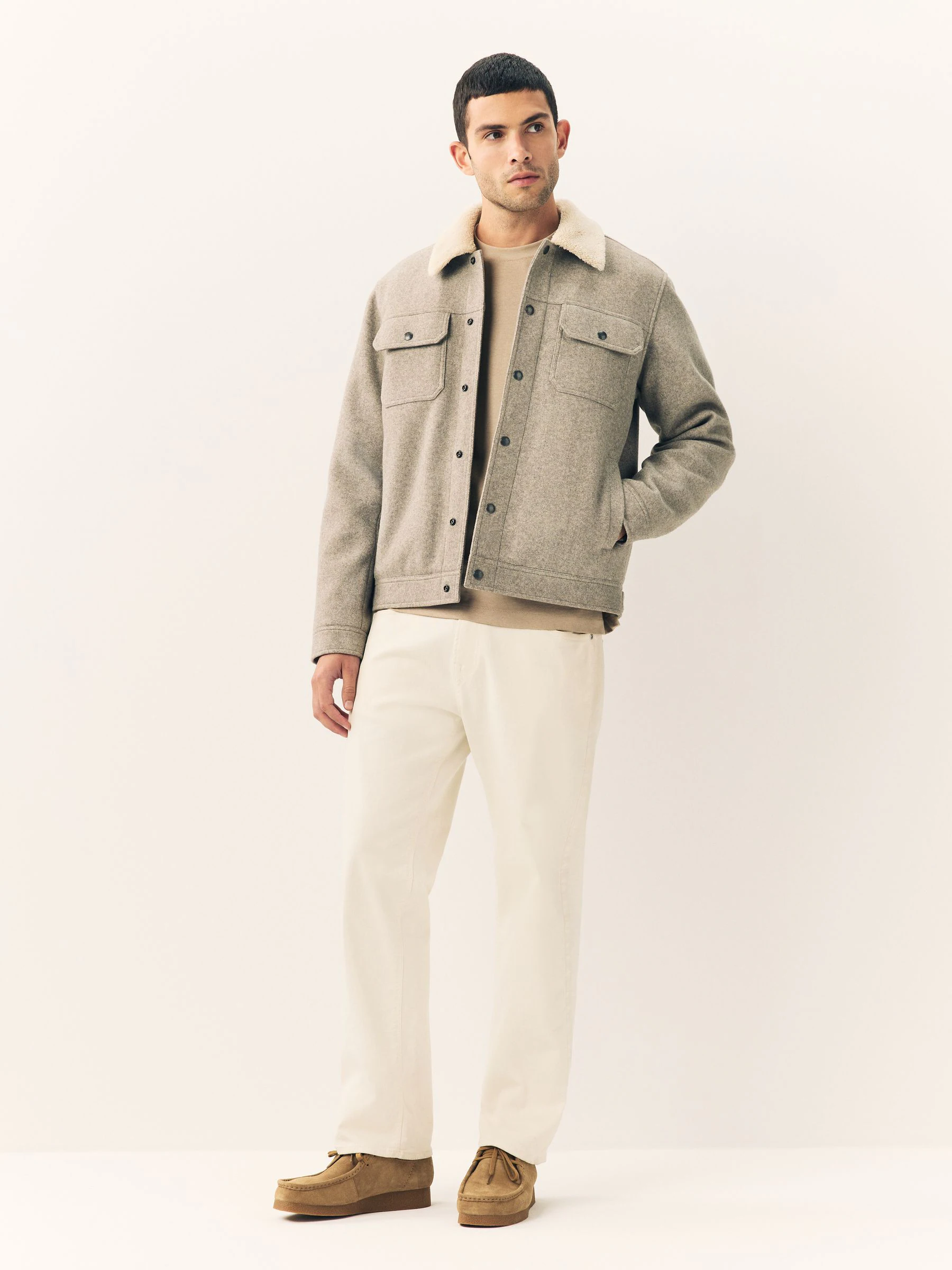 Grijs - Borg Lined Trucker Jacket