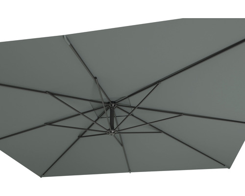 Soluna Lyon zweefparasol, 250 x 250 cm, hoogte 270 cm, donkergrijs, inclusief kruisvoet.
