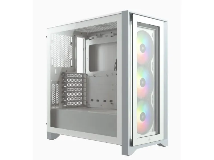 Corsair iCUE 4000X RGB – Miditower - ATX - ingen strømforsyning - Hvid - USB/Lyd