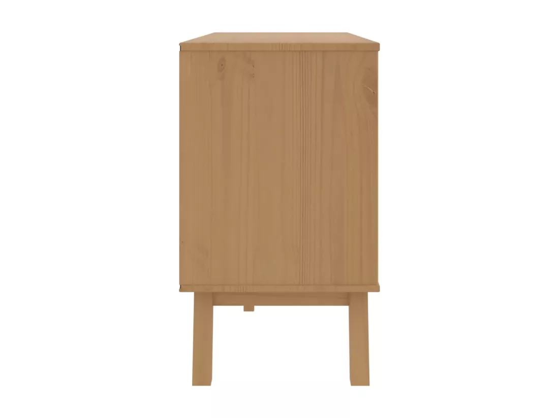 Armoire à tiroirs OLDEN blanc et marron bois de pin solide