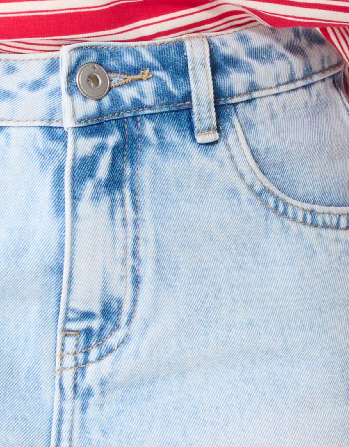 Strawberry Embroidery Short Blauw