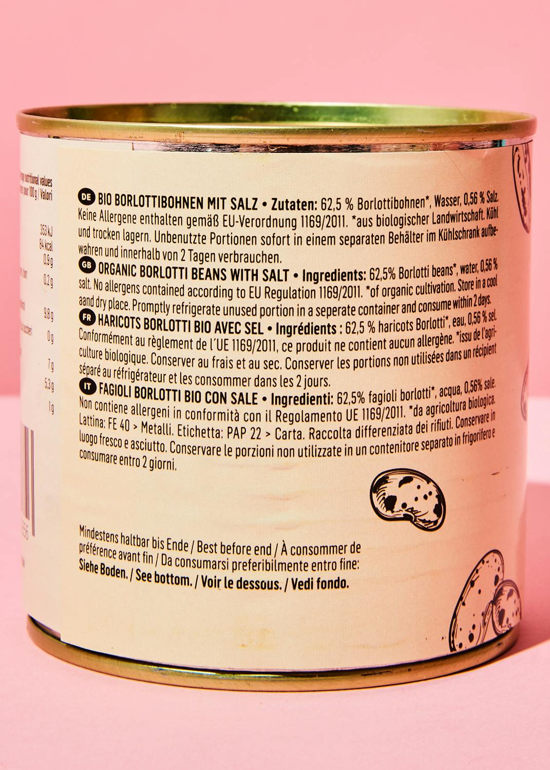 Bio Borlotti Bohnen in der Dose 250 g