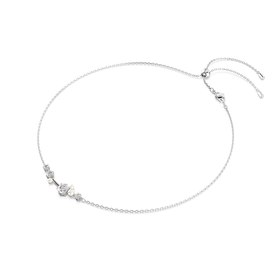 Swarovski Constella Halskette, Kristallperle, Rundschliffe, Weiss, Rhodiniert