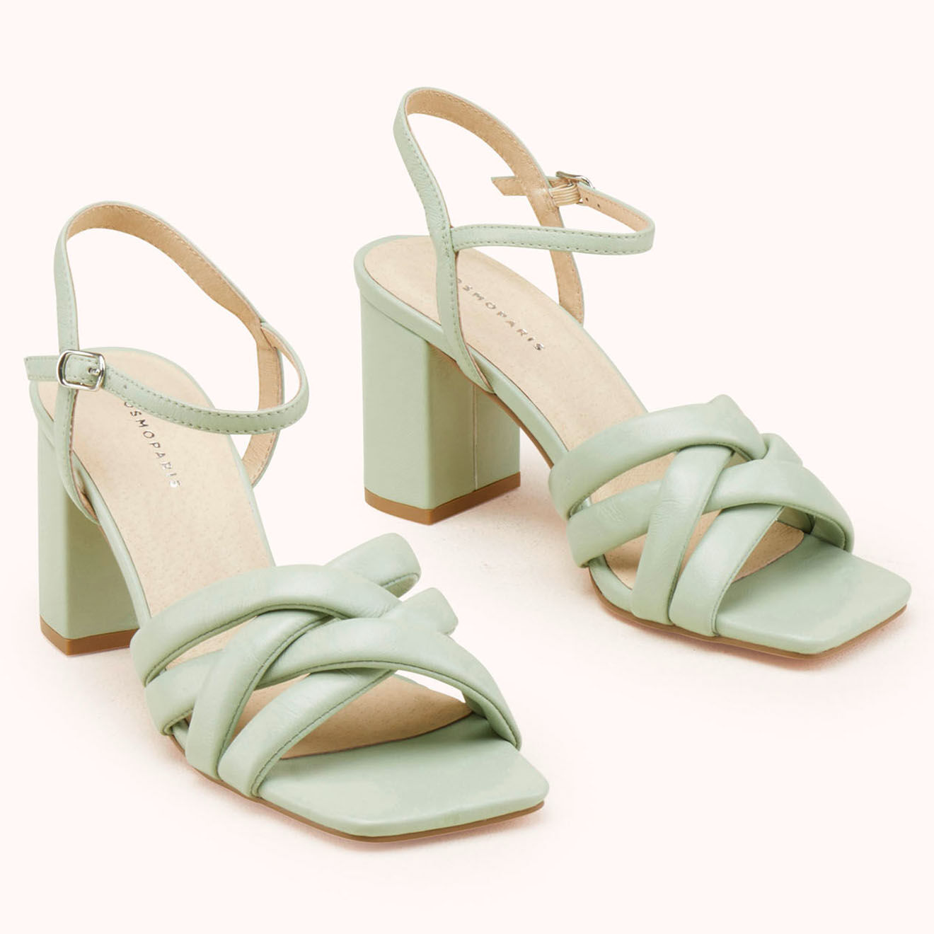 Cosmoparis Sandales en Cuir Handi amande - Talon 8 cm
