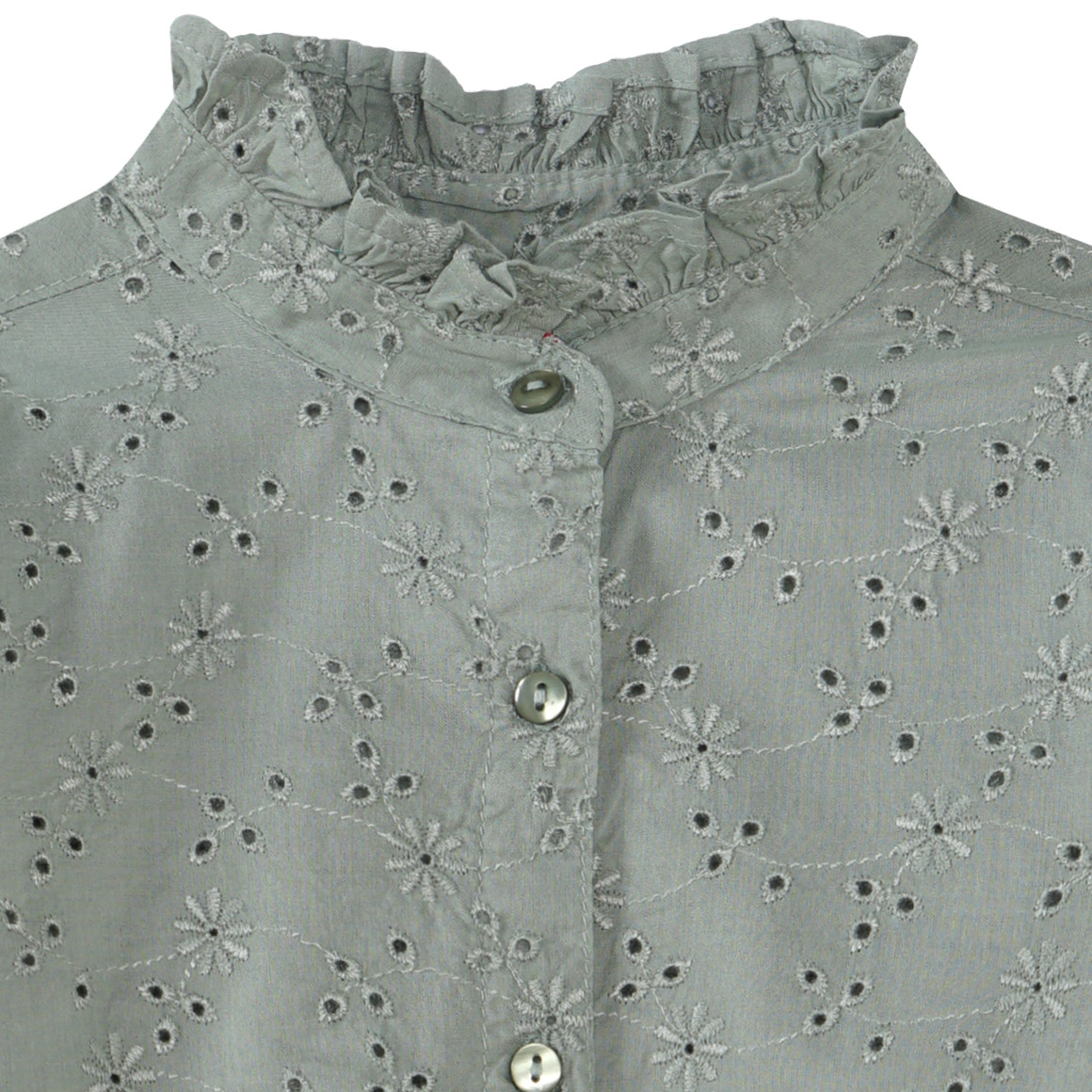 Topolino Mädchen Bluse mit Lochstickerei oliv