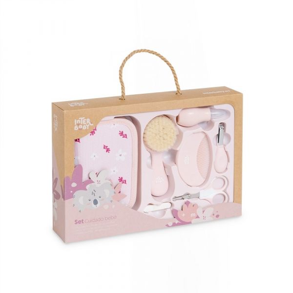Interbaby Estojo de Higiene (pente escova tesoura) Koala Rosa Escuro