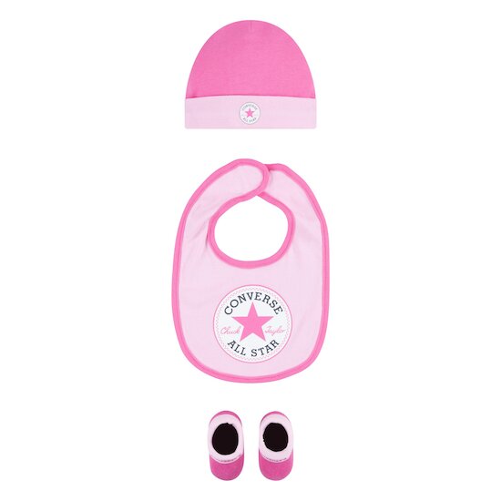 Ensemble Bonnet + Bavoir + Chaussons   Rose        6-12 mois   de               Converse