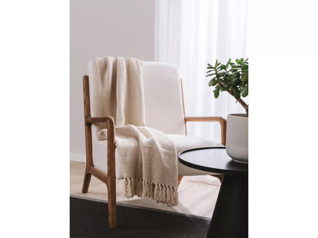 Plaid en coton Jasmin Beige 125x150 cm
