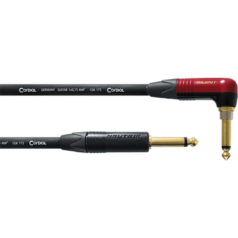 Cordial CSI3RP-SILENT ENCORE 6.3 TS jack silent haaks - 6.3 TS jack recht kabel 3m