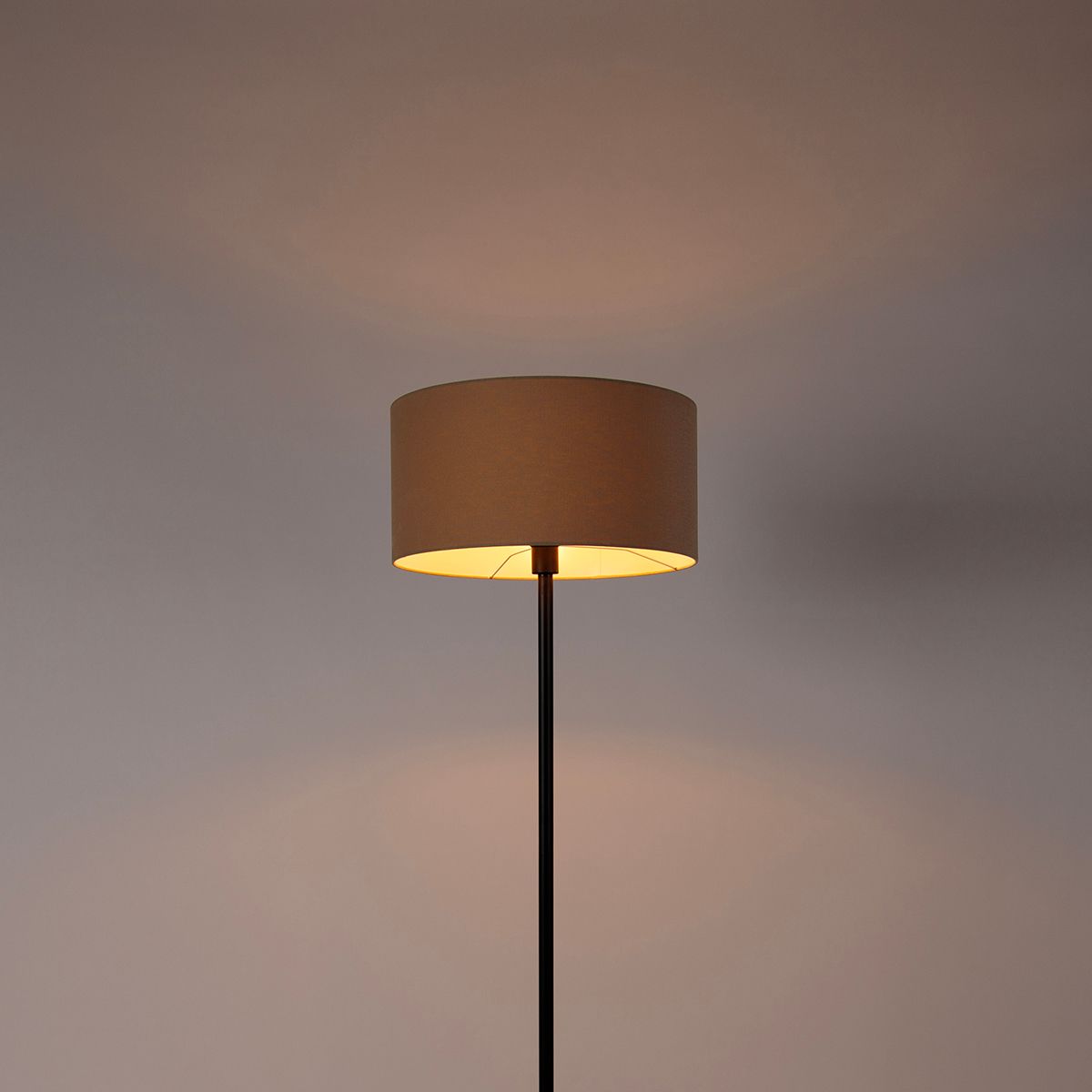 Vloerlamp zwart met kap licht bruin 50 cm - Simplo