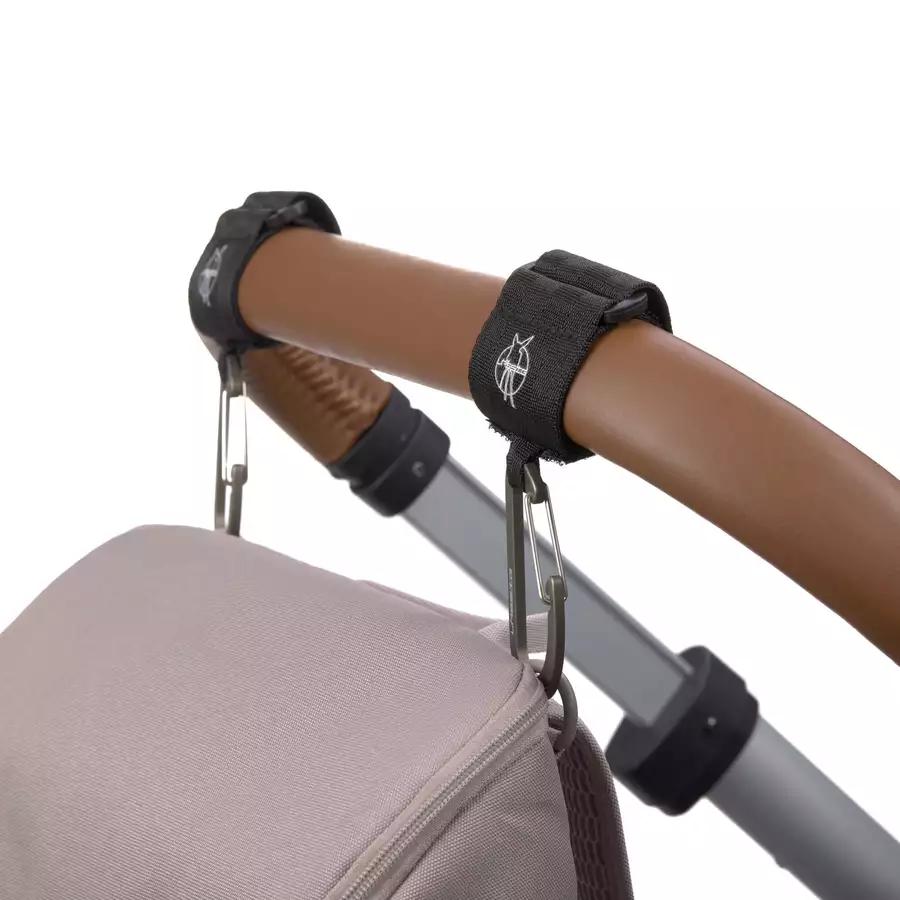 LÄSSIG Kinderwagenhaken 2er Set Karabiner schwarz