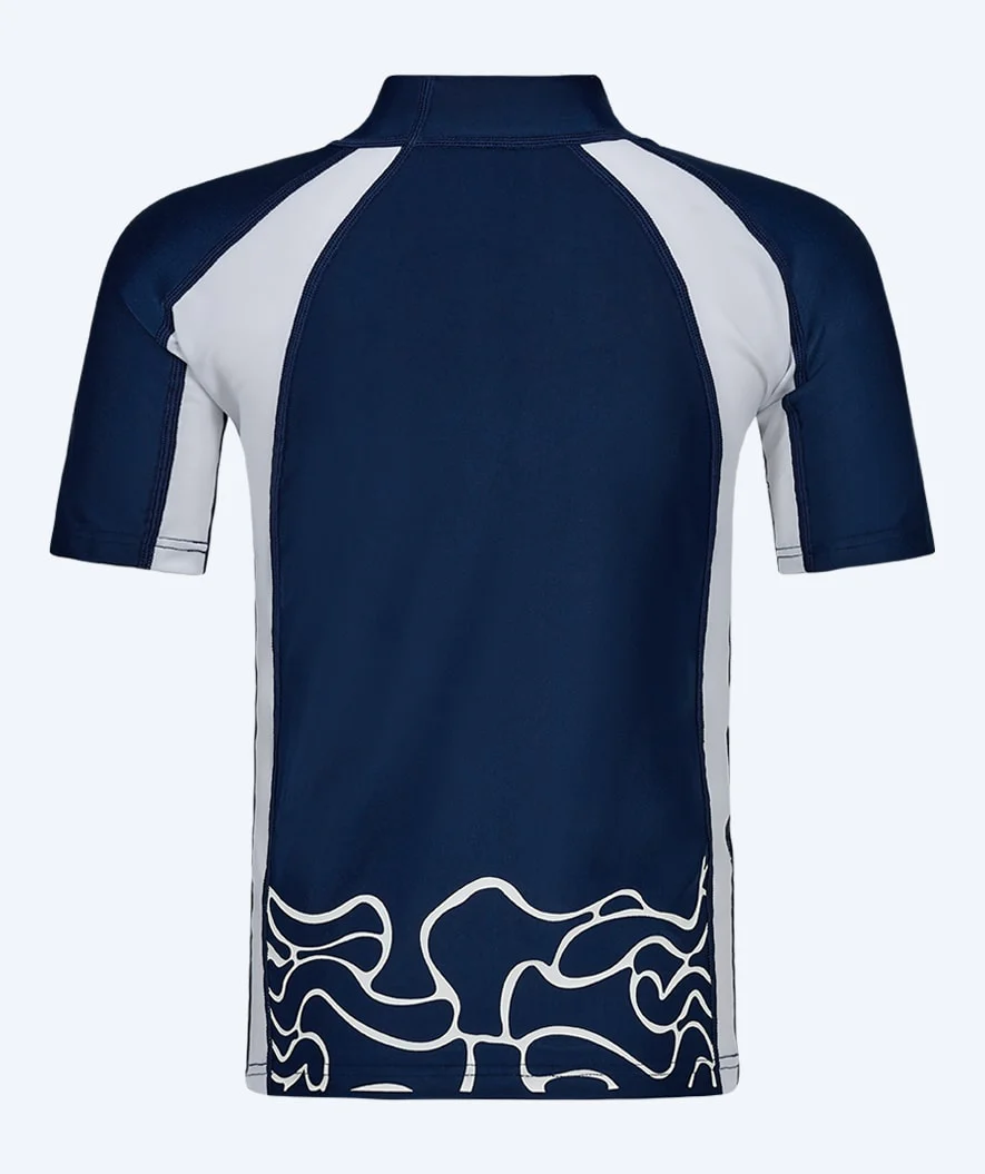 Watery UV-trøje til børn - Chilton Kortærmet Rashguard - Mørkeblå/hvid